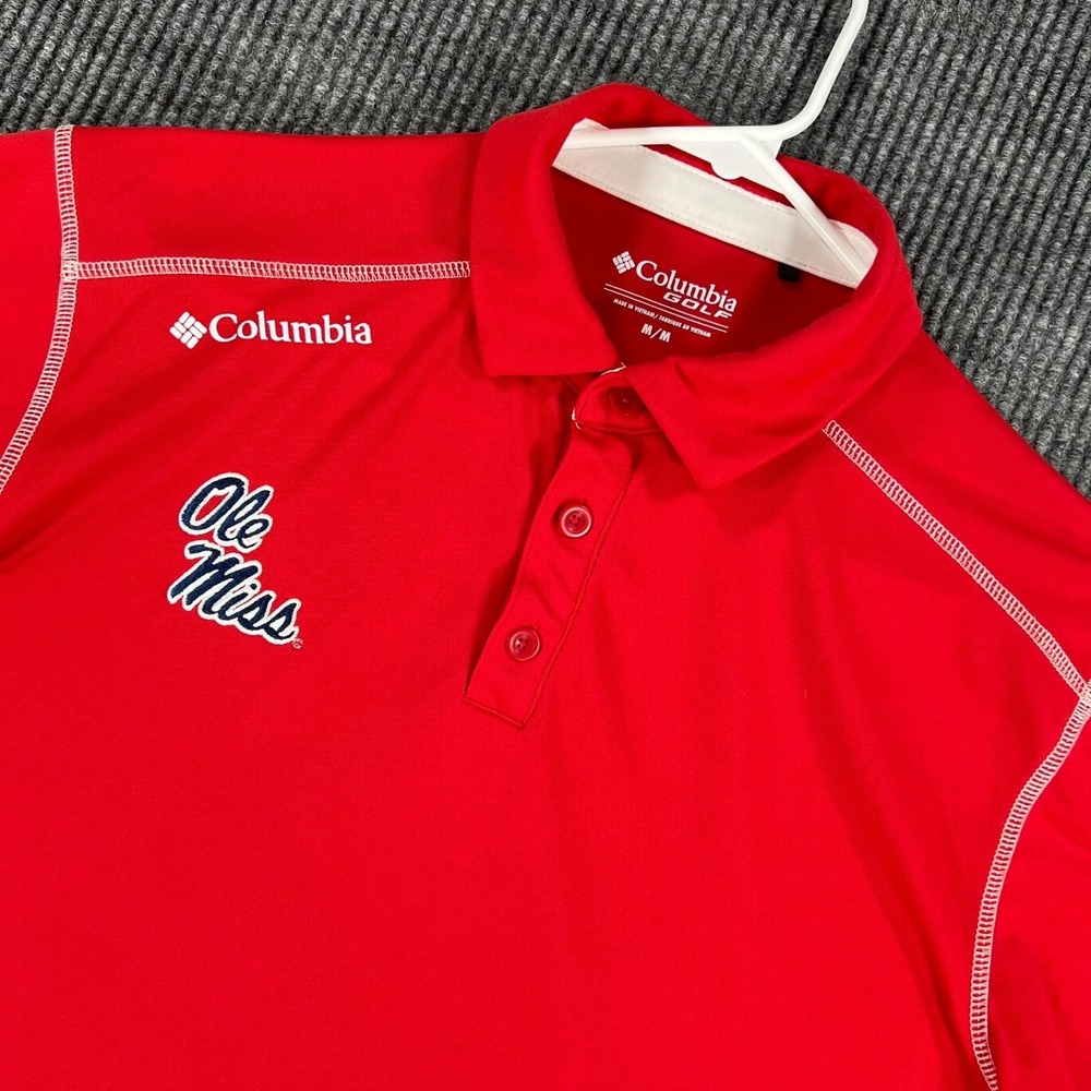 Ole Miss‎ Rebels Polo Shirt Mens Medium Red Short Sleeve Columbia Golf NCAA